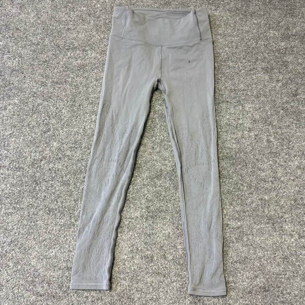 Lululemon Leggings Womens Size 2 Grey High Rise Laser Cut Pattern Athletic Pants